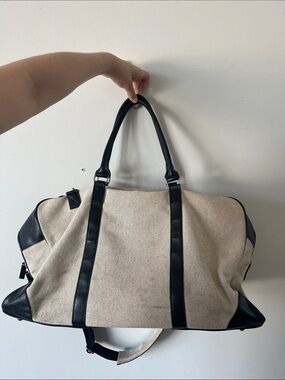 Vintage Nino Bossi Men's Canvas Travel Weekender Bag with Black Trim